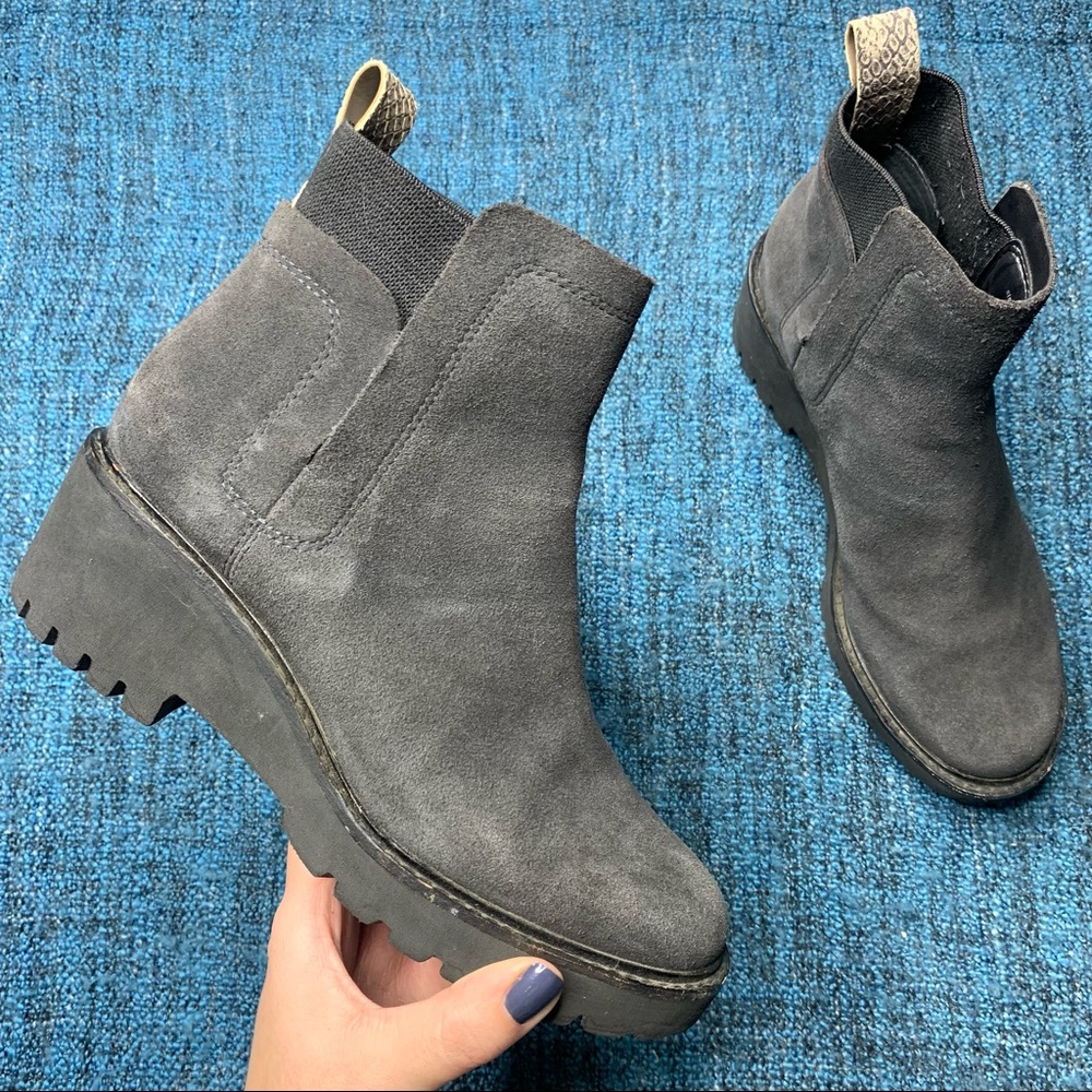 Dolce Vita Huey Pull On Booties in Dark Gray Suede